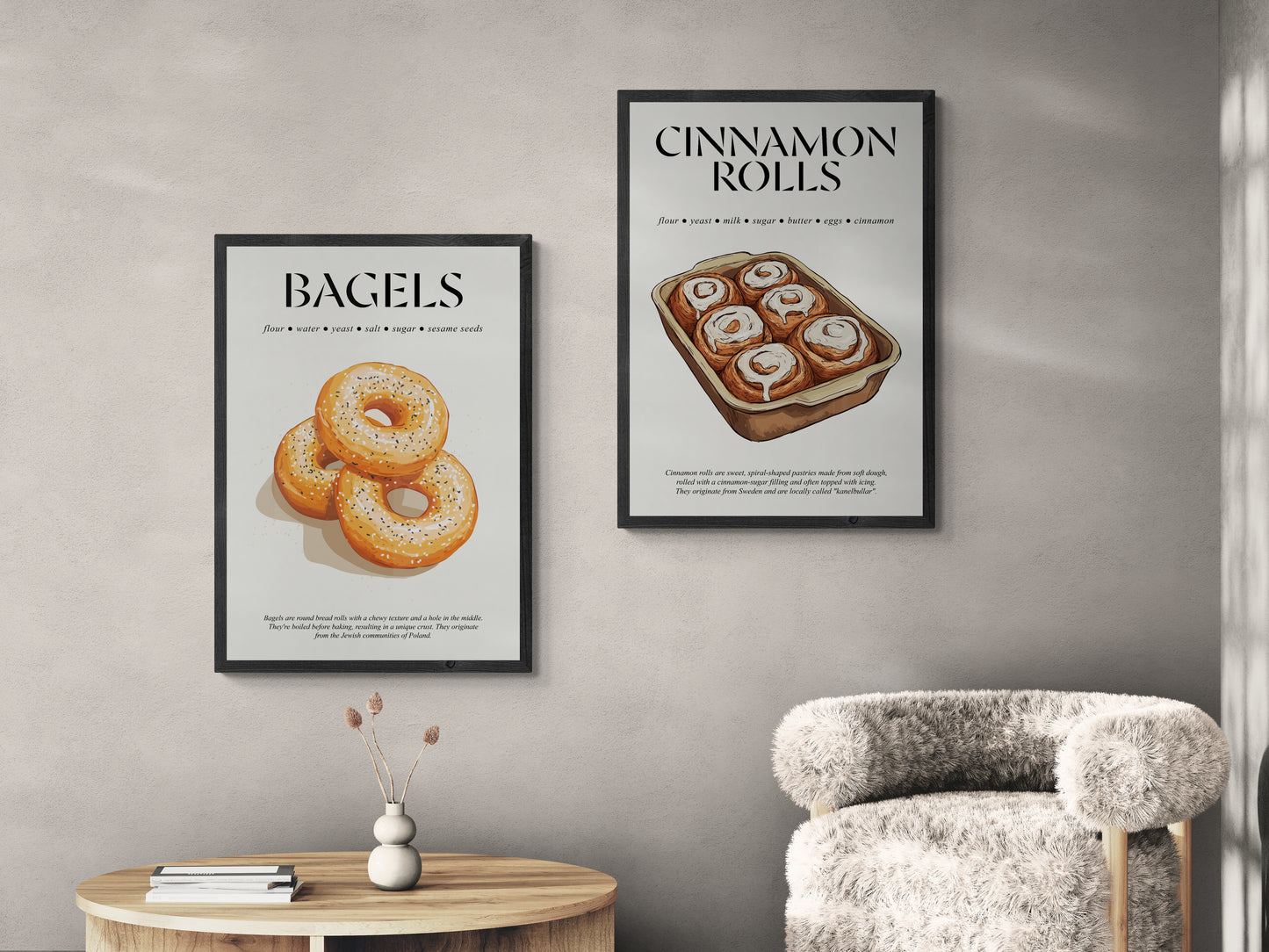 Bagel Poster (Foodie Art) Kitchen Wall Art Print For Cafe Wall Art And Housewarming Gift First Home