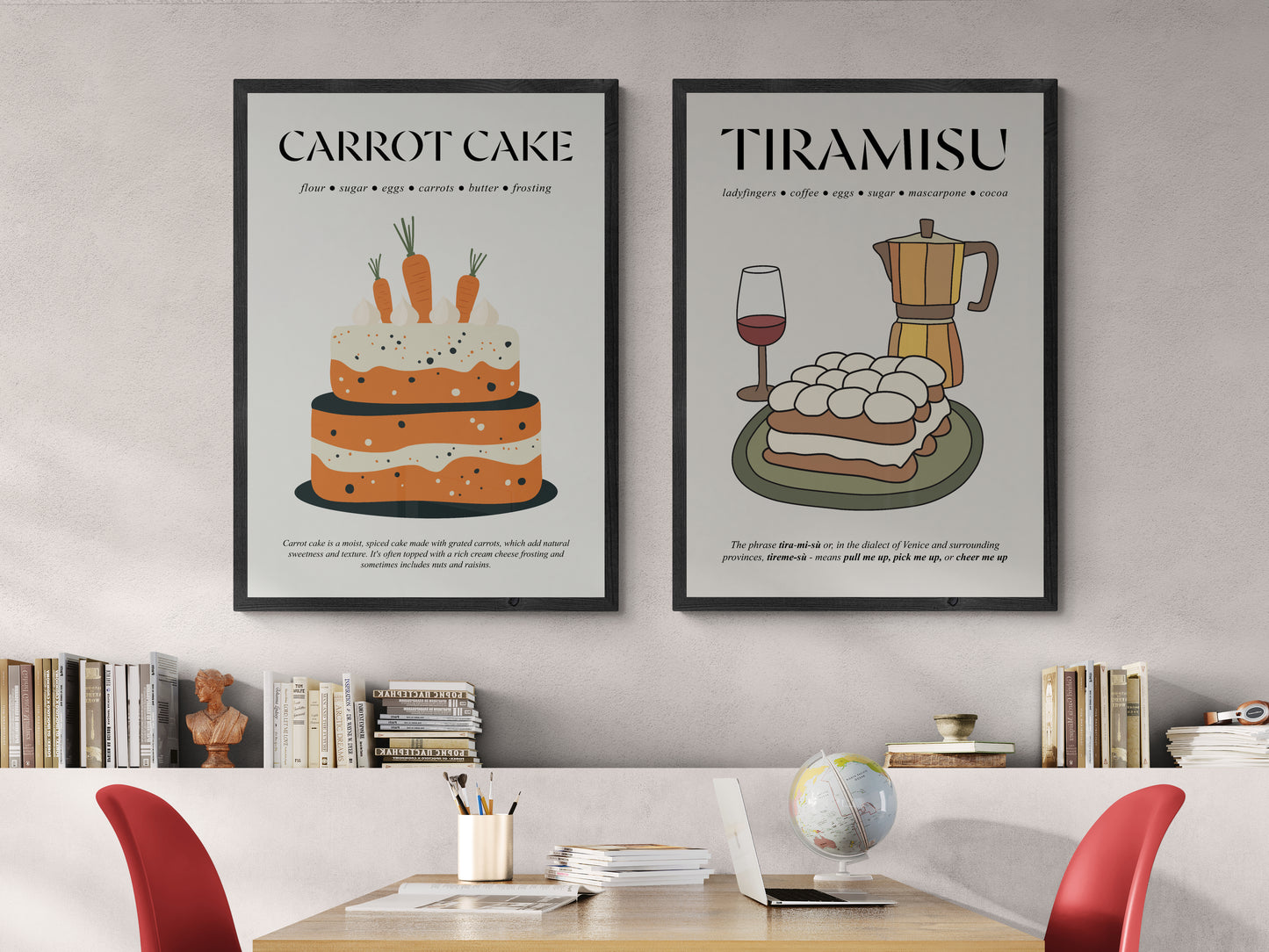 Carrot Cake Print (Food Poster For Kitchen) Cooking Wall Art For Bar Art Prints And Gift For Foodies