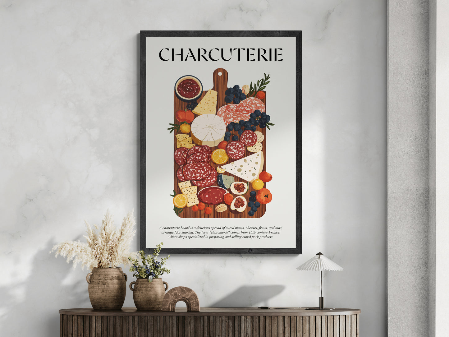 Charcuterie Wall (French Food Print) Cooking Art Print For Bar Wall Decoration And Chef Gifts