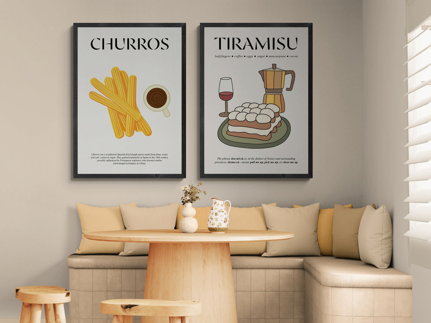 Churros Chocolate (Food Wall Decor) Wall Art For Kitchen For Bar Decor Print And Foodie Gift