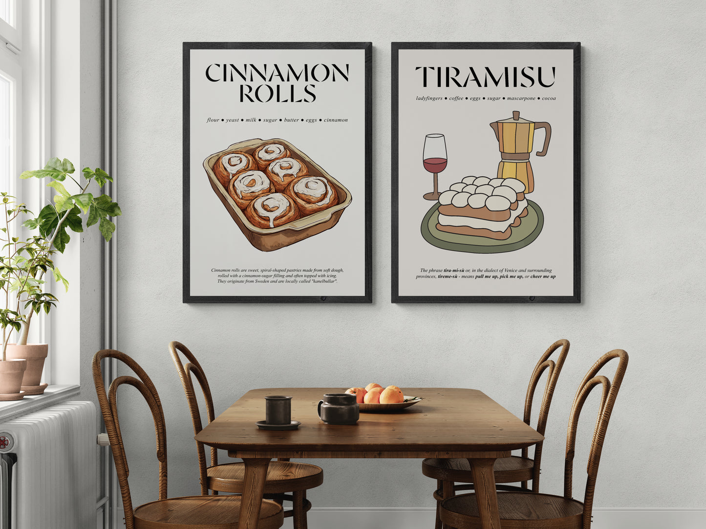Cinnamon Roll Wall Art (Food Wall Decor) Kitchen Poster Print for Cafe Art Print and Housewarming Gift First Home
