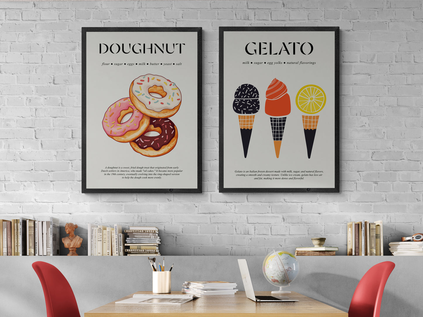 Doughnut Poster (Foodie Art Print) Kitchen Prints Wall Art For Cafe Wall Art And Foodie Gift