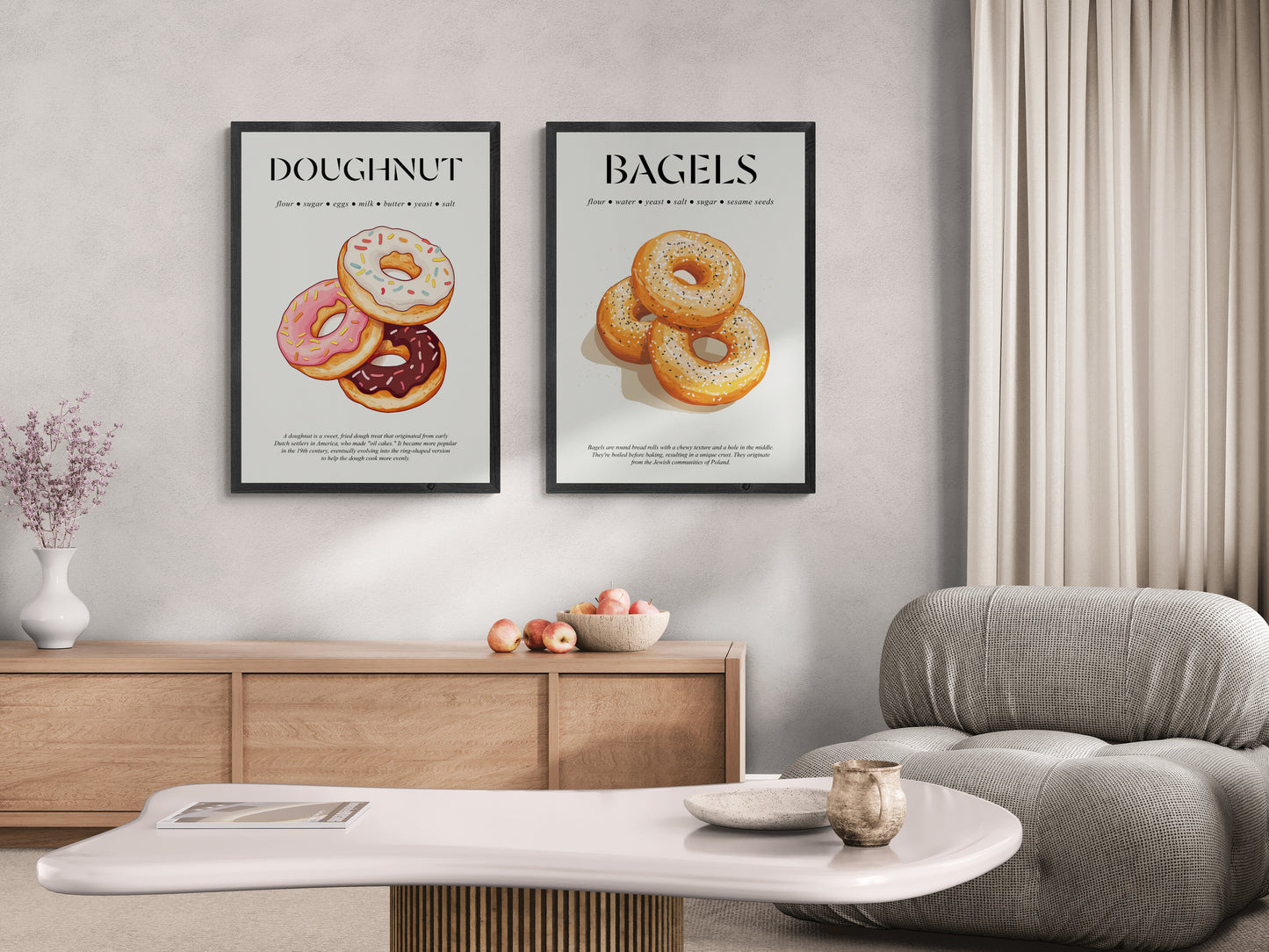 Donut Prints (Food Art Print Kitchen) Kitchen Wall Art Decor For Cafe Poster And Housewarming Gift First Home