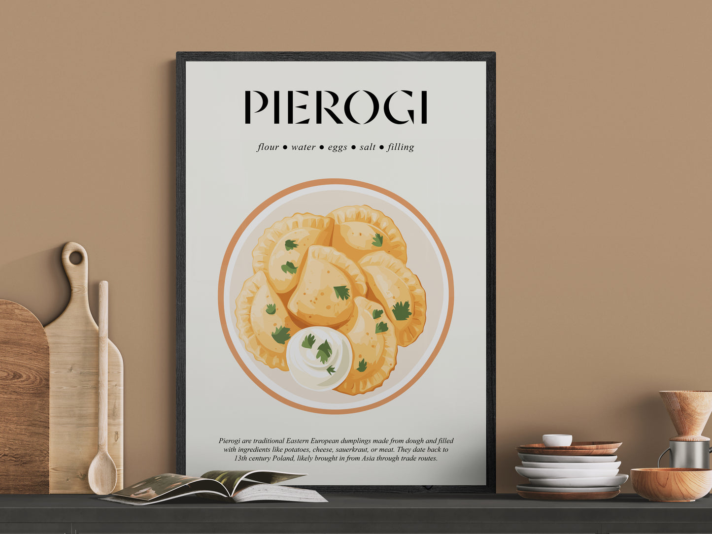 Dumpling Art (Polish Food Print) Kitchen Wall Art For Cafe Wall Sign And Baking Gift