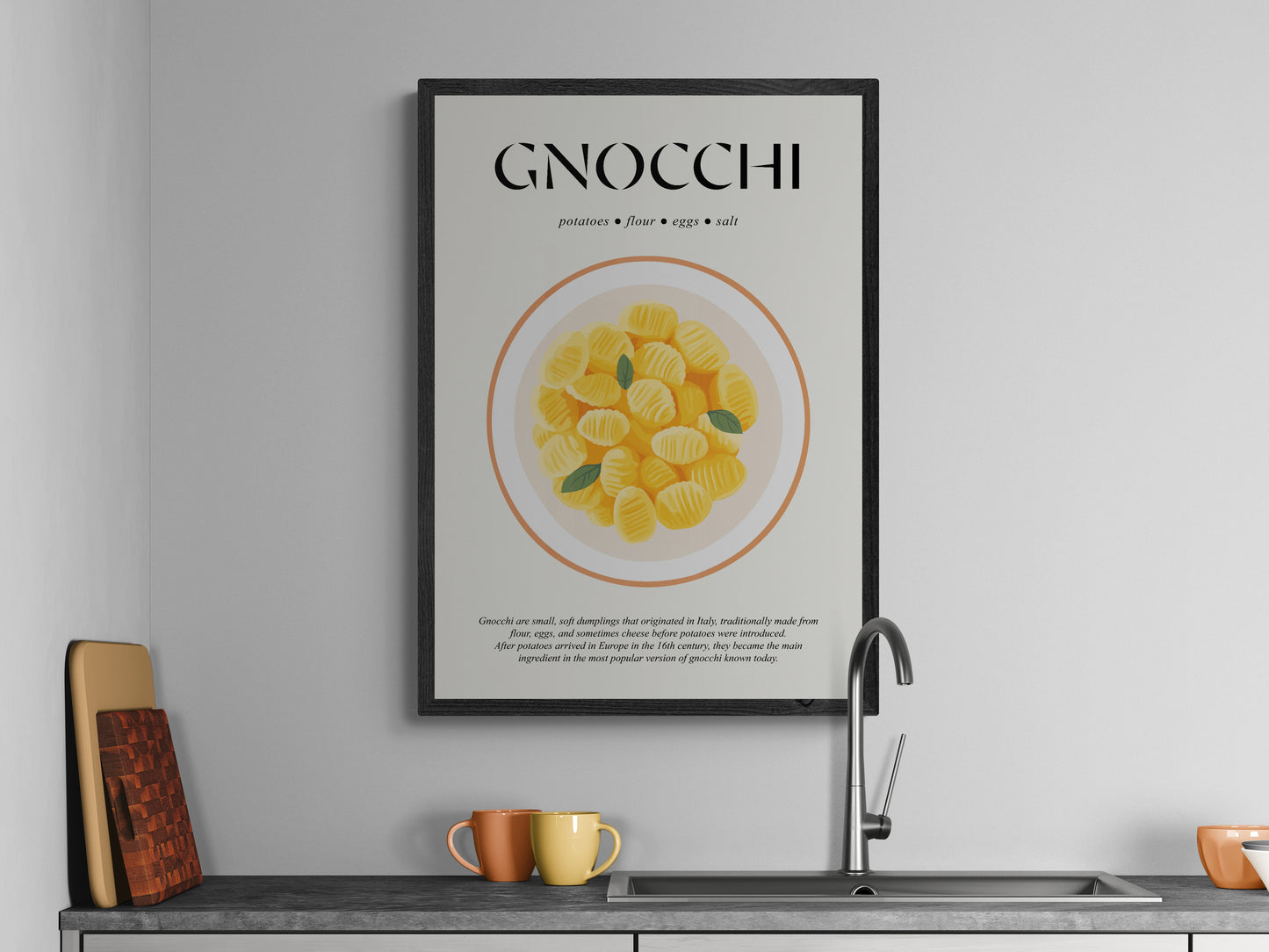 Gnocchi Board (Italian Kitchen Decor) Kitchen Wall Art Print For Bakery Art And Food Lover Gift