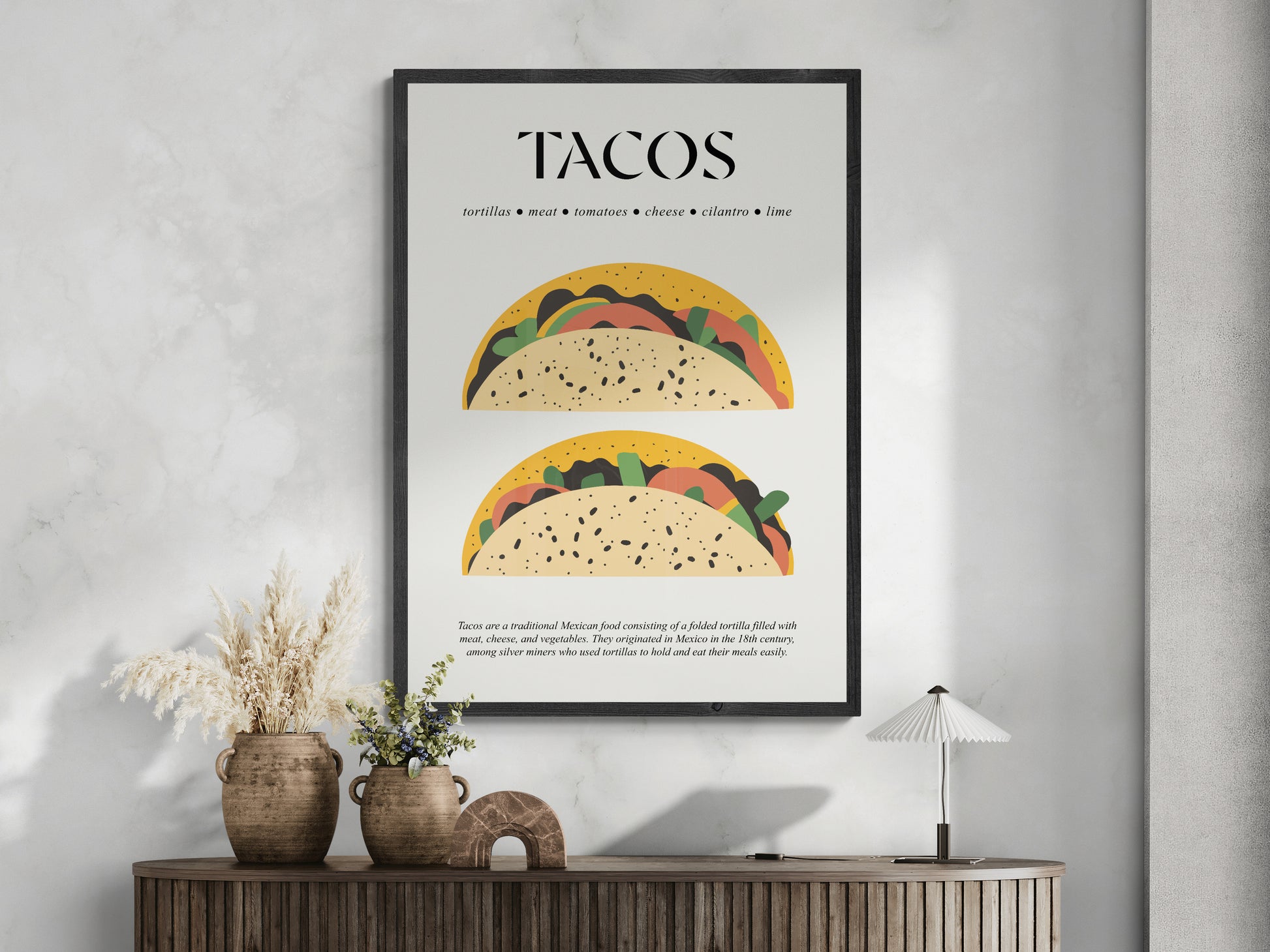 Tacos Art Print (Fast Food Art) Kitchen Poster Print For Bar Wall Art Print And Chef Gifts