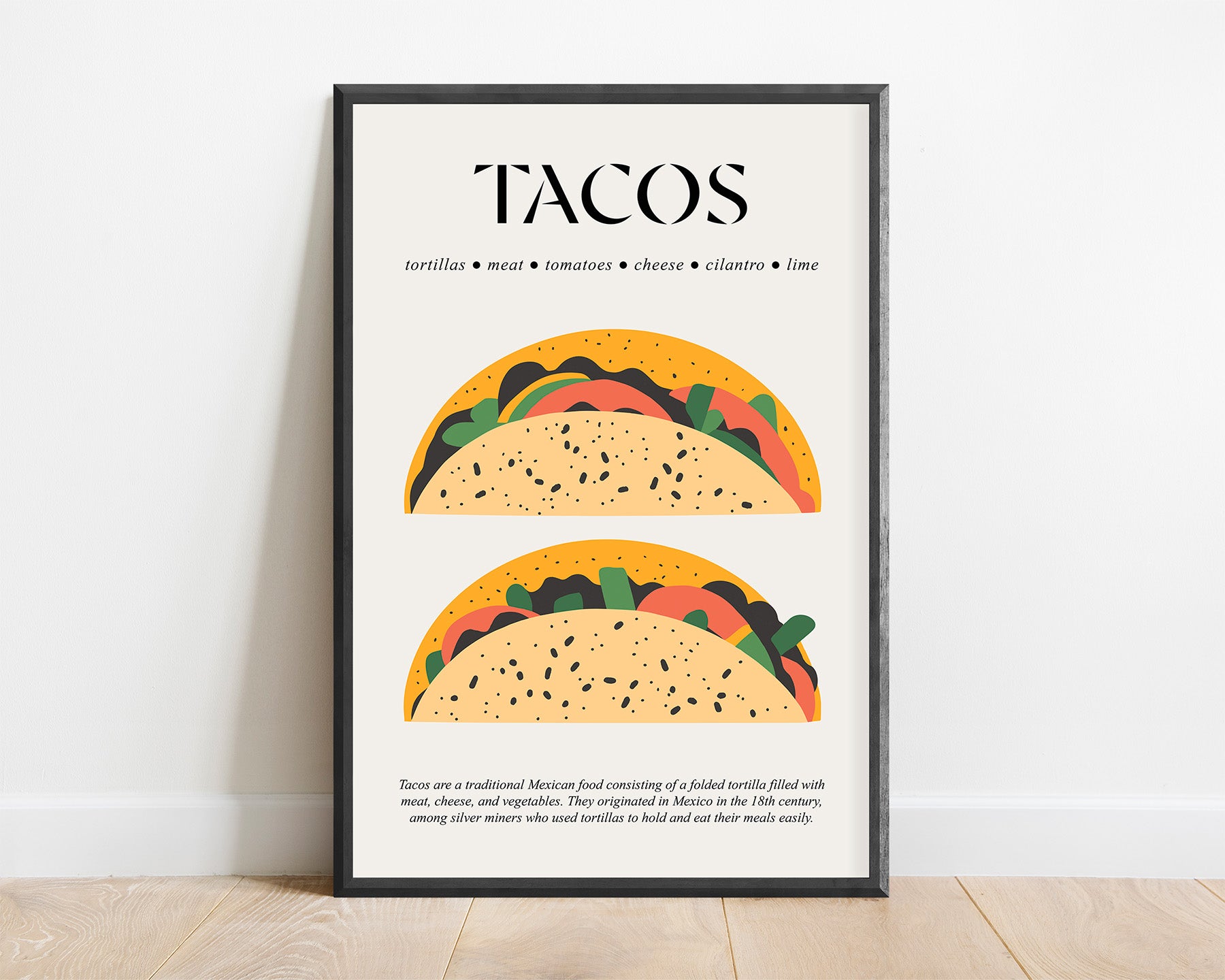 Tacos Wall Art (Food Poster Art) Cooking Wall Art For Cafe Poster And Gift For Kitchen