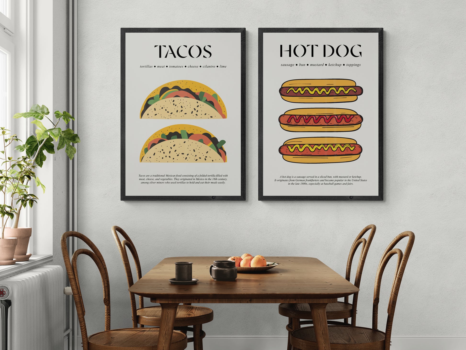 Taco Prints (Mexican Cuisine) Kitchen Wall Art Decor For Bar Prints And Housewarming Gift First Home