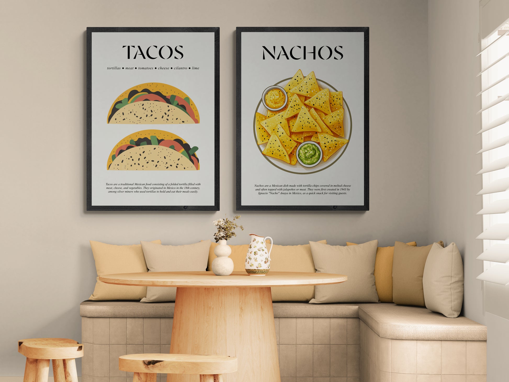 Tacos Art (Foodie Wall Art) Cooking Art Print For Cafe Wall Sign And Housewarming Gift For Couple