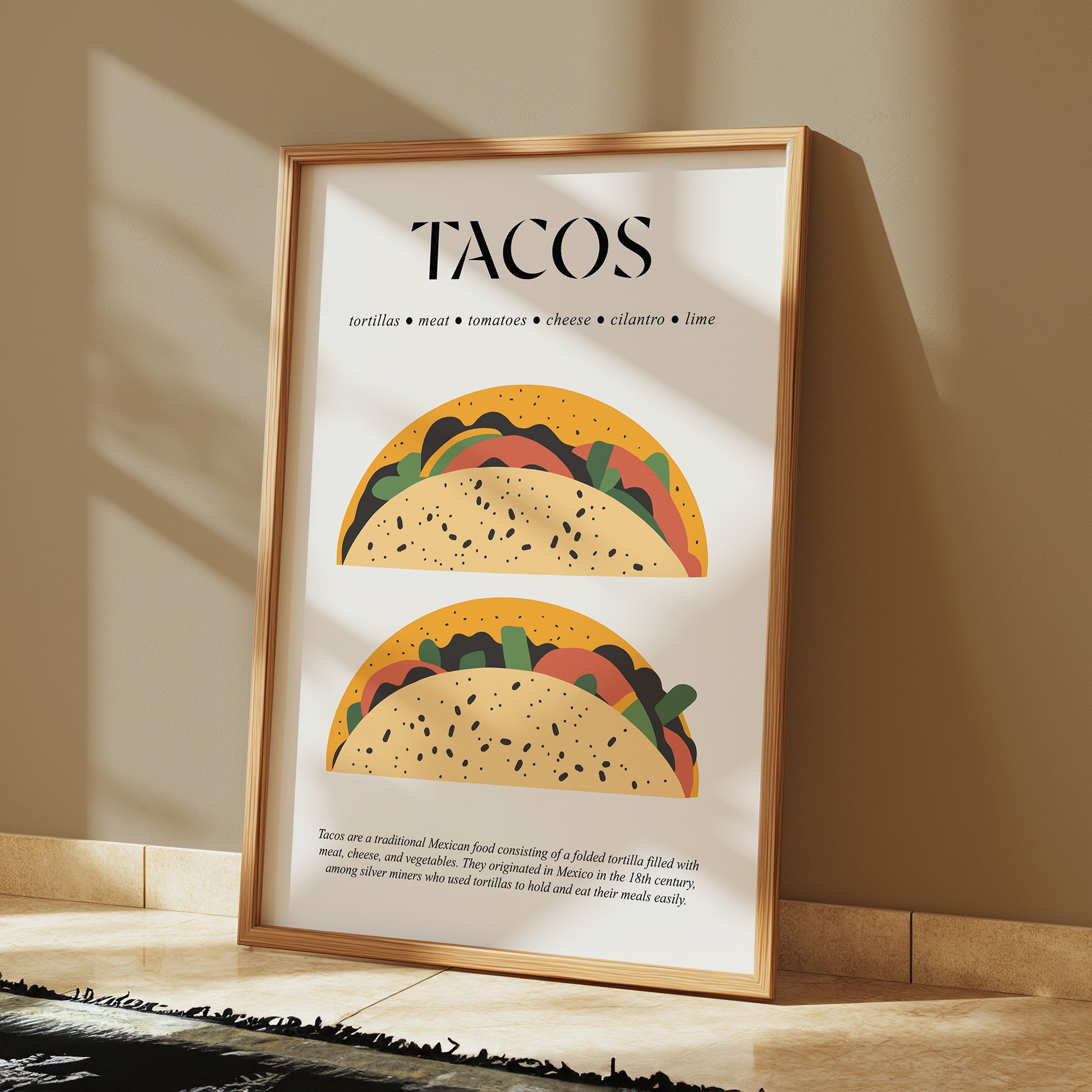 Taco Poster (Snack Wall Art) Kitchen Prints Wall Art For Bar Poster Prints And Foodie Gift