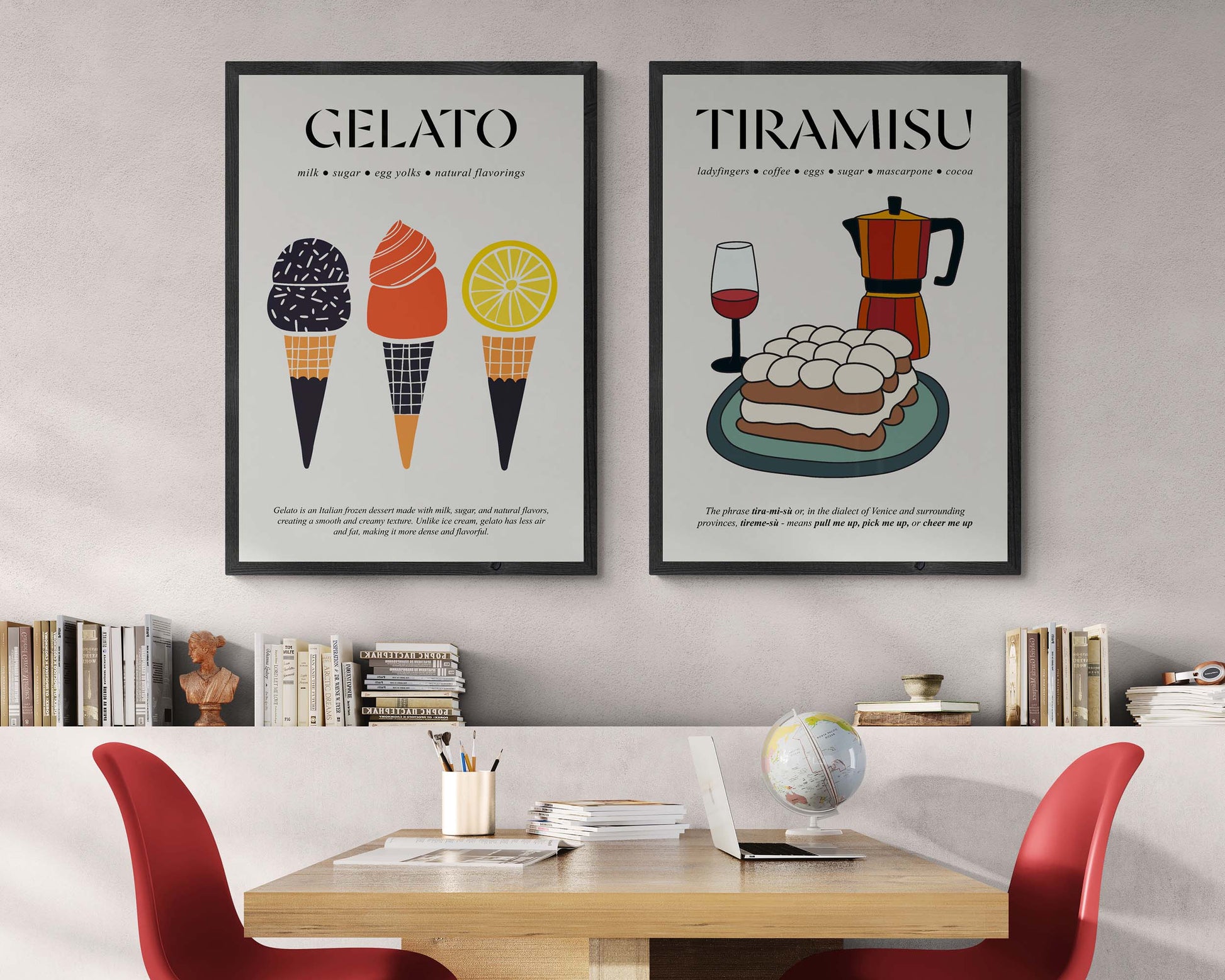 Vintage gelato travel poster with Italian flair, perfect as framed café or kitchen decor