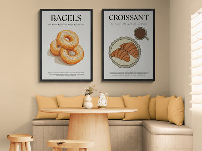 Bagel Decor (Food Prints) Cooking Poster For Bar Poster Prints And Chef Gifts