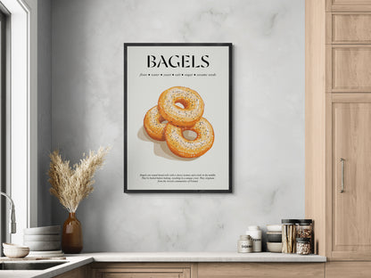 Bagel Wall Art (Food Wall Art) Cooking Wall Art For Bakery Accessories And Gift For Kitchen