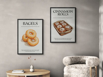 Bagel Poster (Foodie Art) Kitchen Wall Art Print For Cafe Wall Art And Housewarming Gift First Home