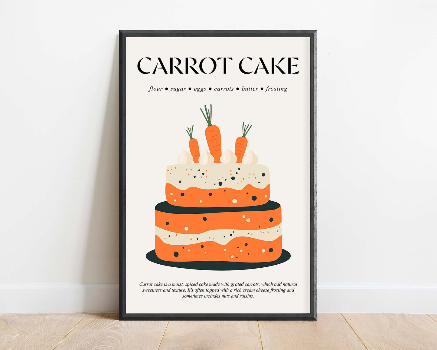 Carrot Cake Poster (Food Art Print) Kitchen Prints Wall Art For Cafe Wall Print And Housewarming Gift First Home
