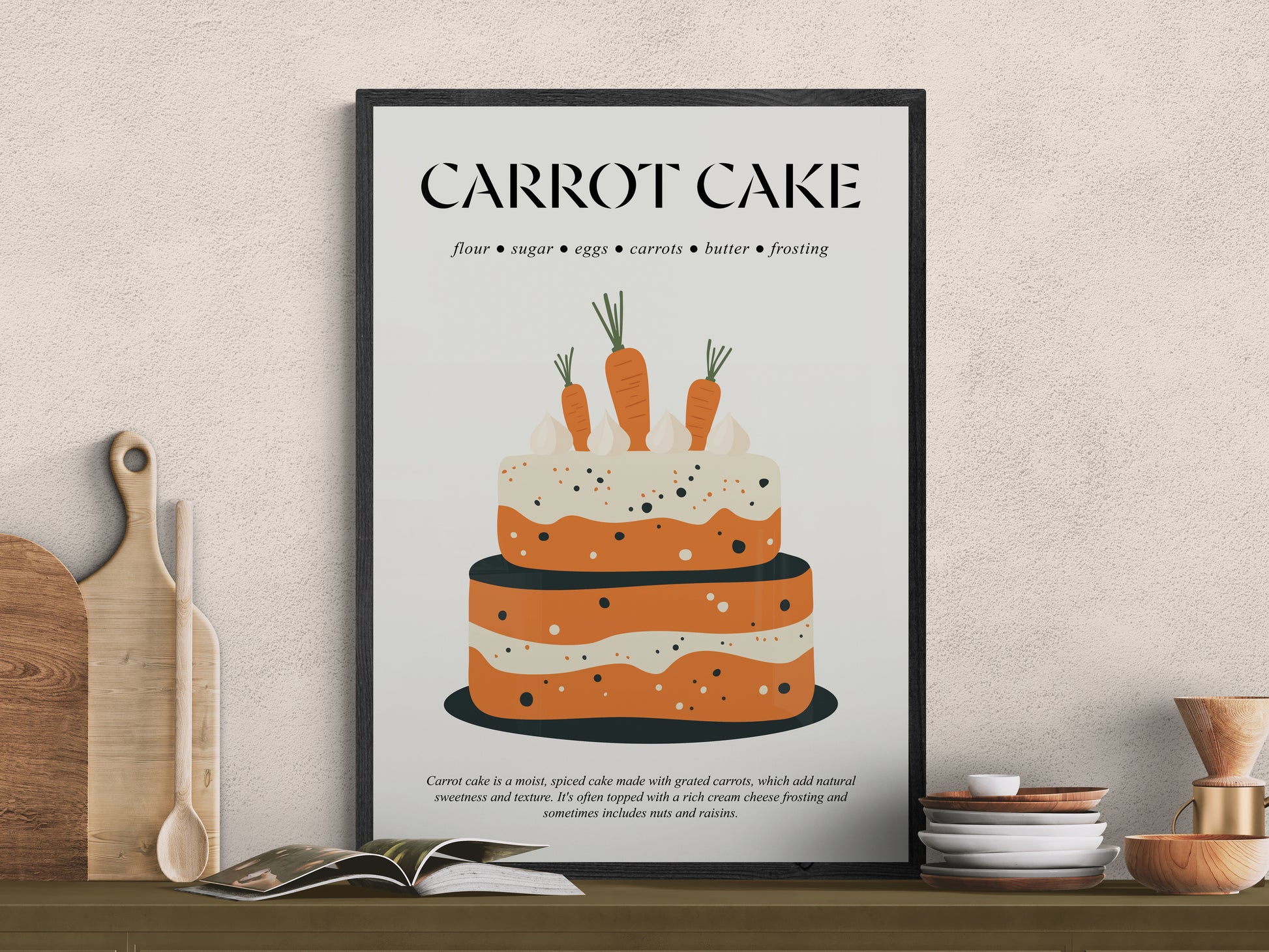 Cake Poster (Breakfast Poster) Kitchen Poster Print For Cafe Wall Sign And Baking Gift