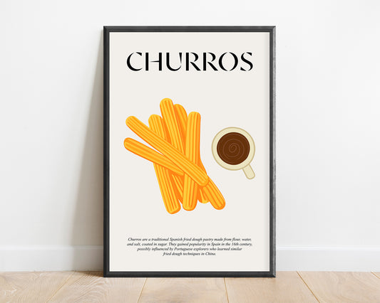 Churros (Spanish Dessert) Kitchen Prints Wall Art For Bar Wall Decor And Housewarming Gift