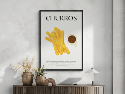 Spanish Churros (Snack Print) Kitchen Wall Art Decor For Bar Prints And Gift For Kitchen