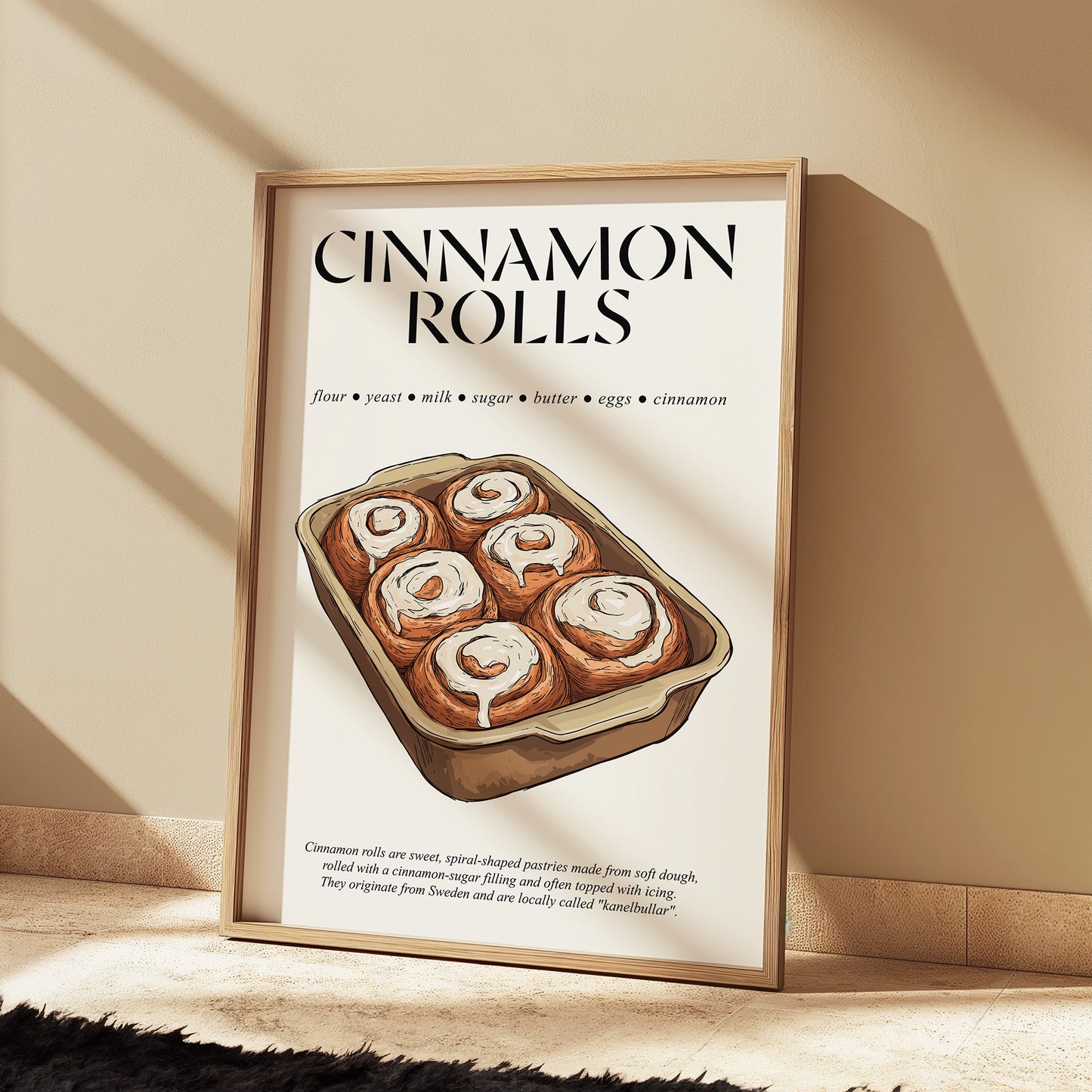 Cinnamon Bun (Food Art Print Kitchen) Cooking Wall Art for Bar Wall Art and Foodie Gift
