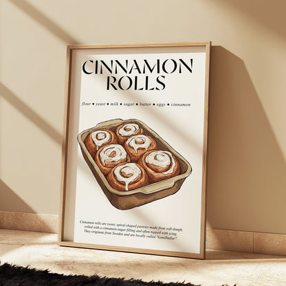 Cinnamon Bun (Food Art Print Kitchen) Cooking Wall Art for Bar Wall Art and Foodie Gift