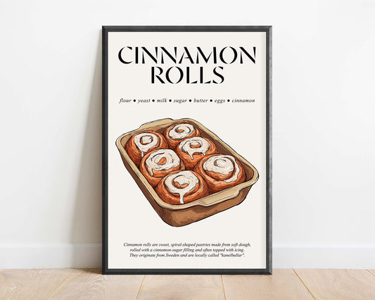Cinnamon Roll (Foodie Poster) Kitchen Prints Wall Art for Bakery Wall Decor and Gift For Kitchen