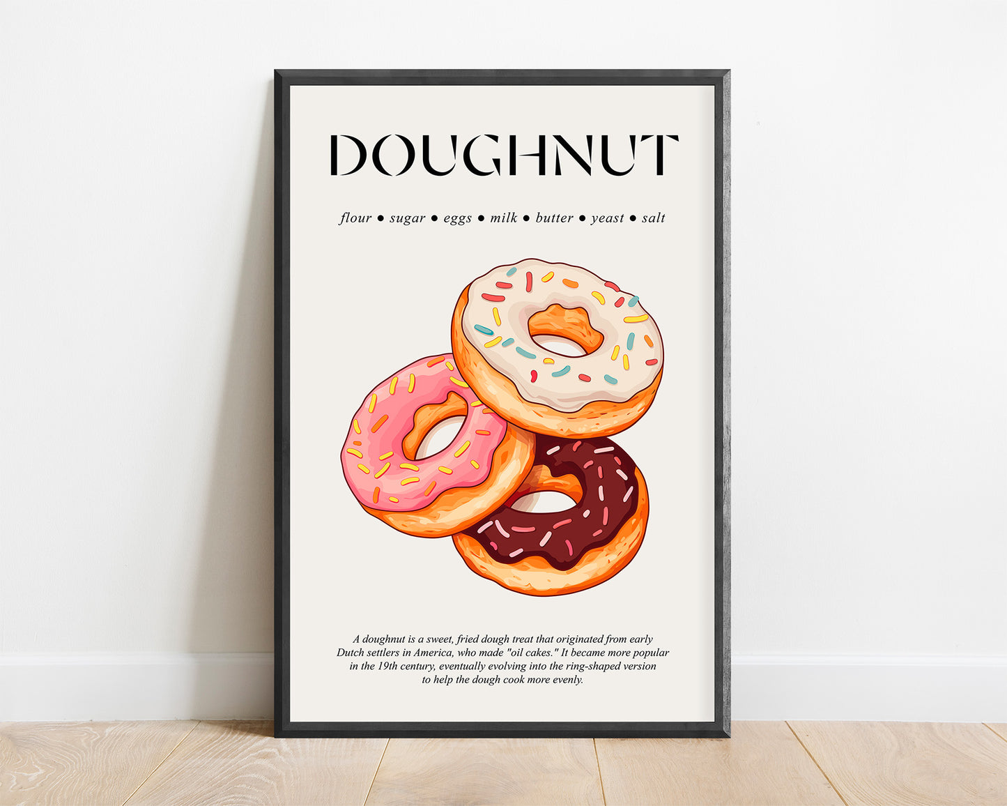 Doughnut (Food Prints For Kitchen) Poster For Kitchen For Bar Wall Decoration And Chef Gifts