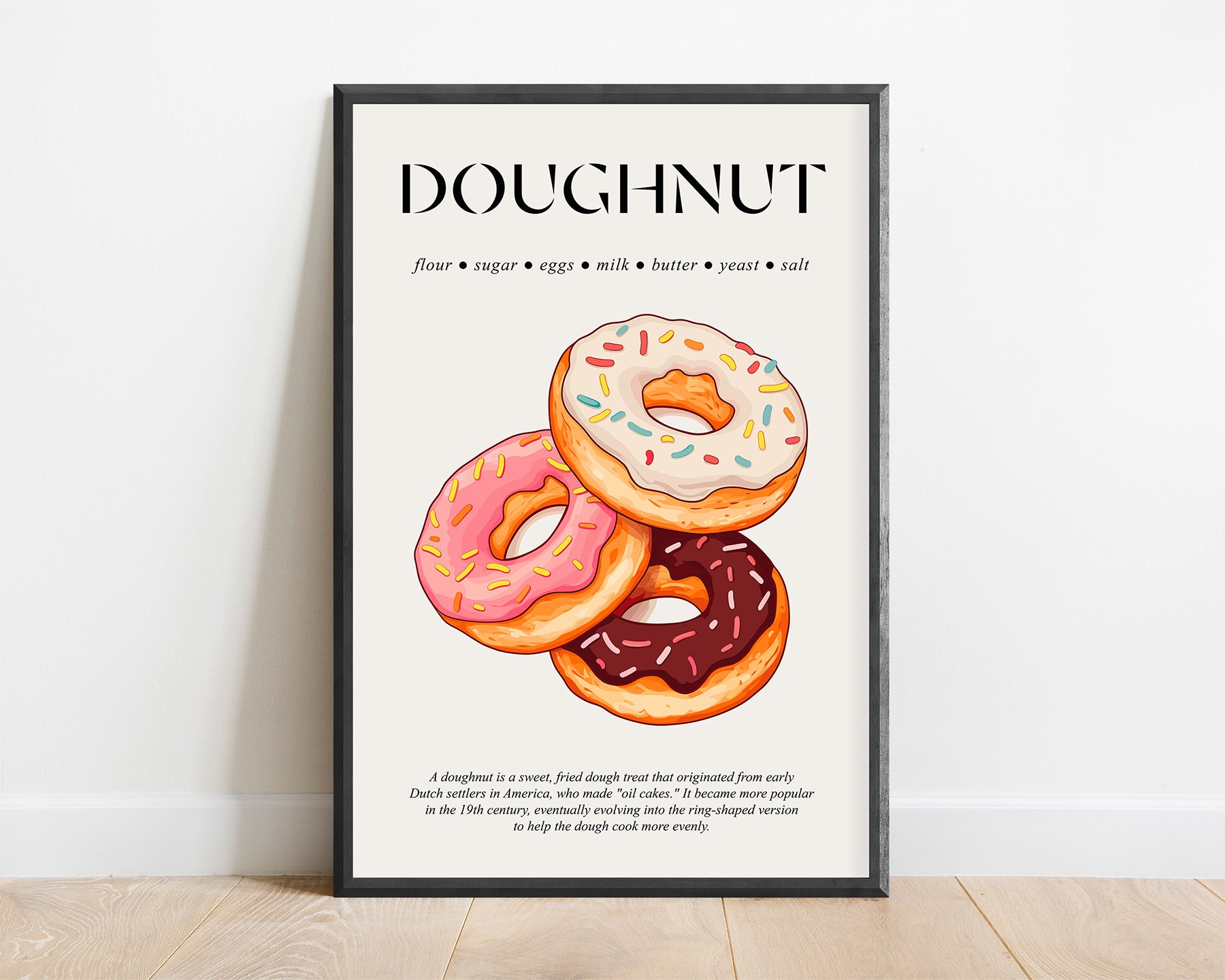 Doughnut (Food Prints For Kitchen) Poster For Kitchen For Bar Wall Decoration And Chef Gifts