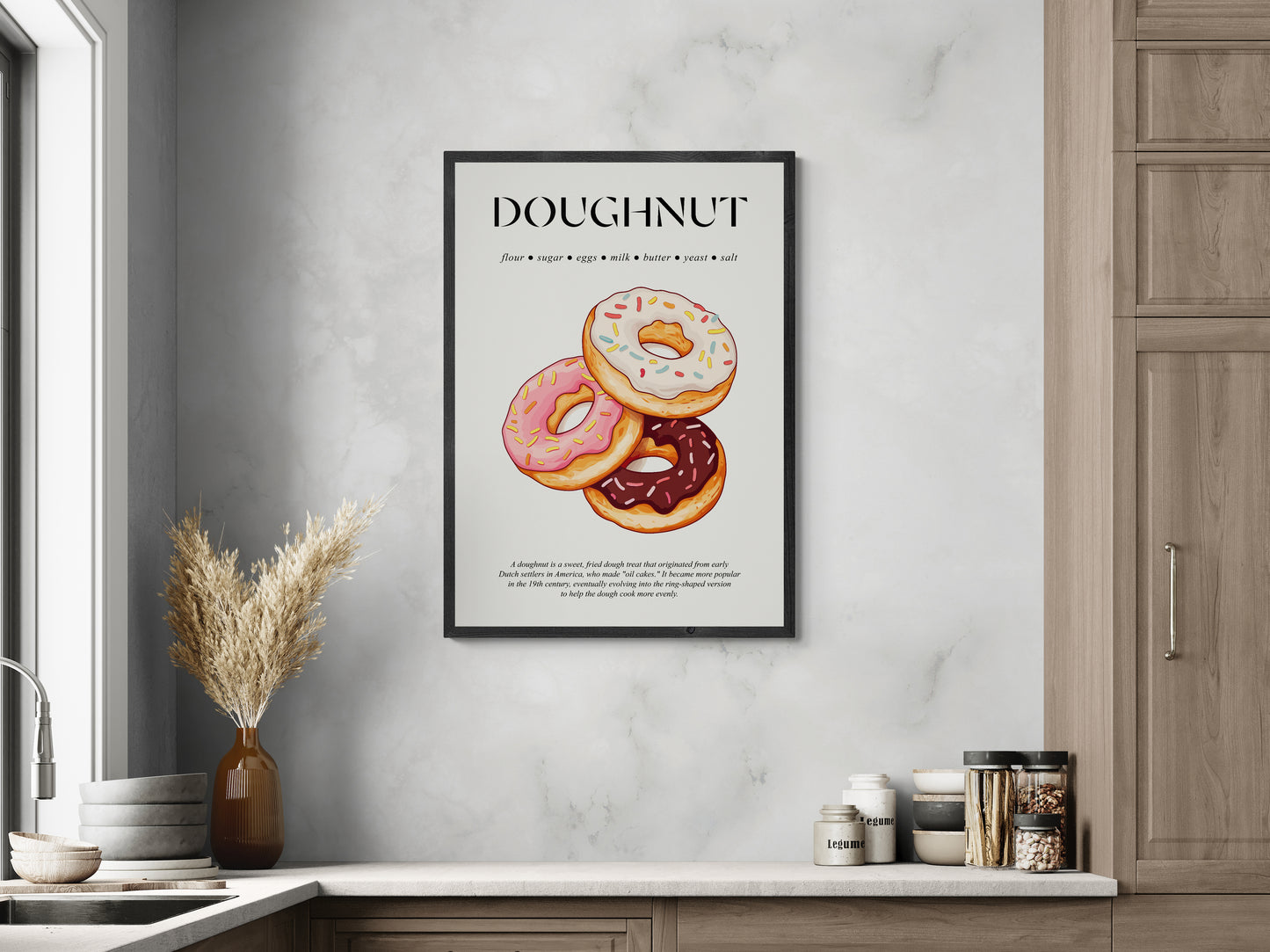 Donuts (Food Poster Print) Kitchen Wall Art For Bar Decor And Housewarming Gift