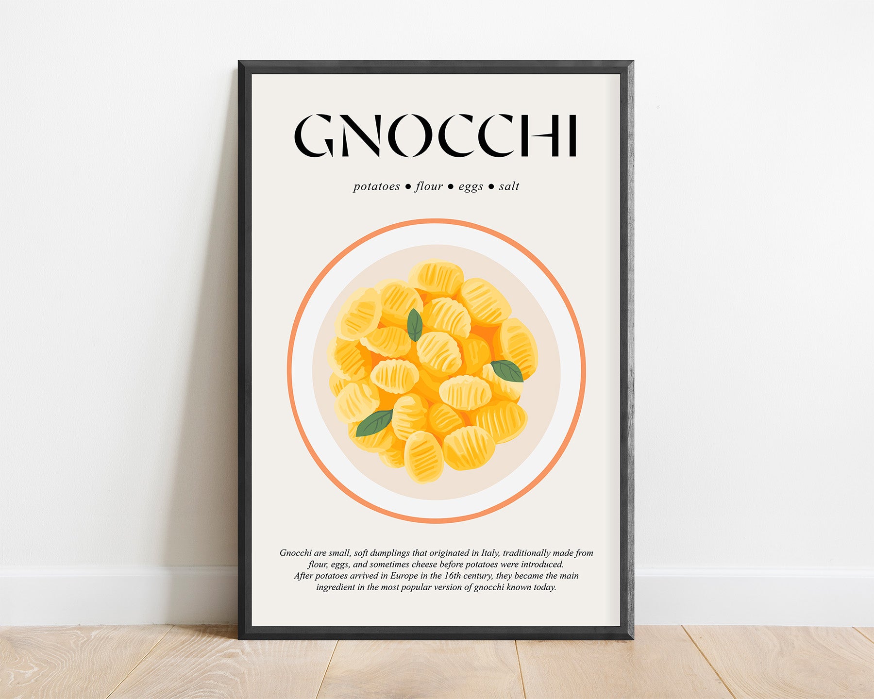 Gnocchi (Italian Food Art Prints) Kitchen Wall Art For Bar Poster And Chef Gifts