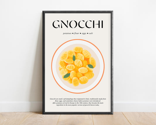 Gnocchi (Italian Food Art Prints) Kitchen Wall Art For Bar Poster And Chef Gifts