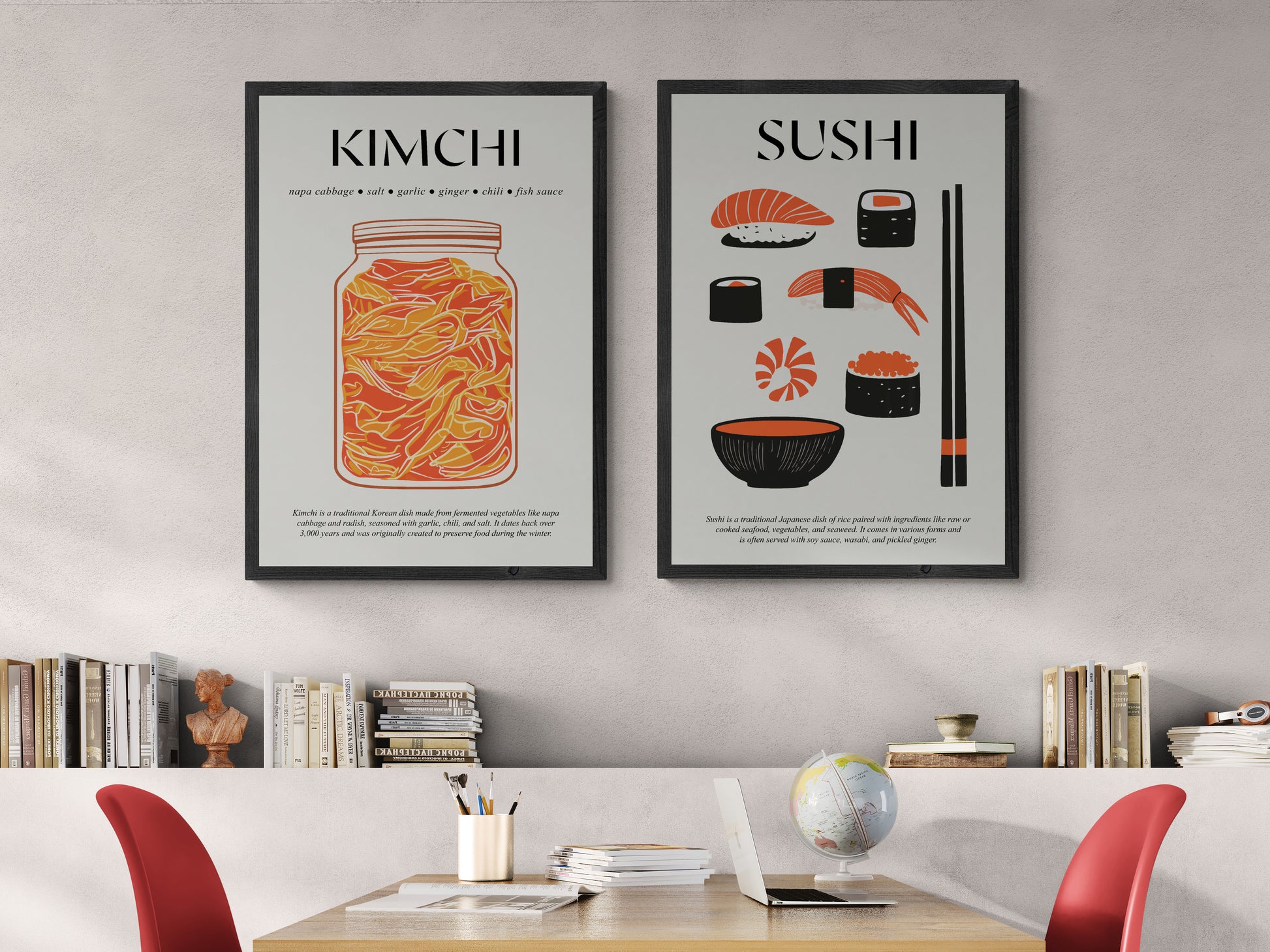 Korean Food Art (Snack Wall Art) Kitchen Poster Print For Cafe Wall Sign And Gift For Foodies