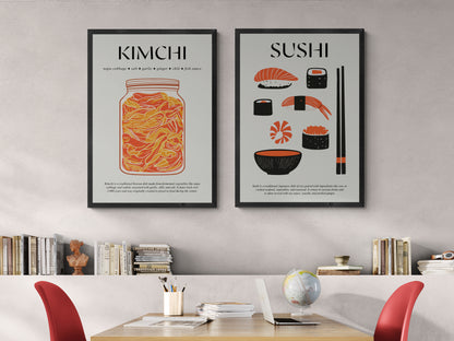 Korean Food Art (Snack Wall Art) Kitchen Poster Print For Cafe Wall Sign And Gift For Foodies