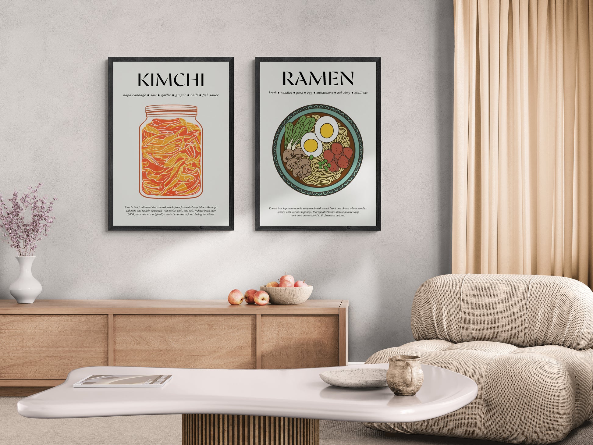 Korean Cuisine (Food Artwork) Kitchen Wall Art Print For Cafe Art And Foodie Gift