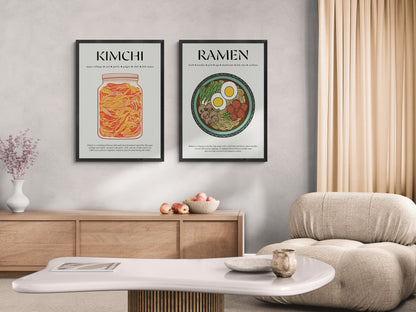 Korean Cuisine (Food Artwork) Kitchen Wall Art Print For Cafe Art And Foodie Gift