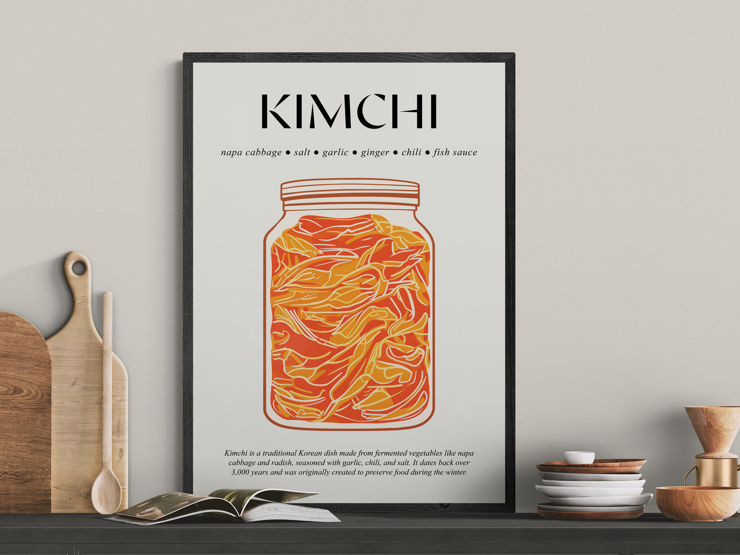 Kimchi Wall Art (Food Prints For Kitchen) Cooking Wall Art For Bar Prints And Chef Gifts