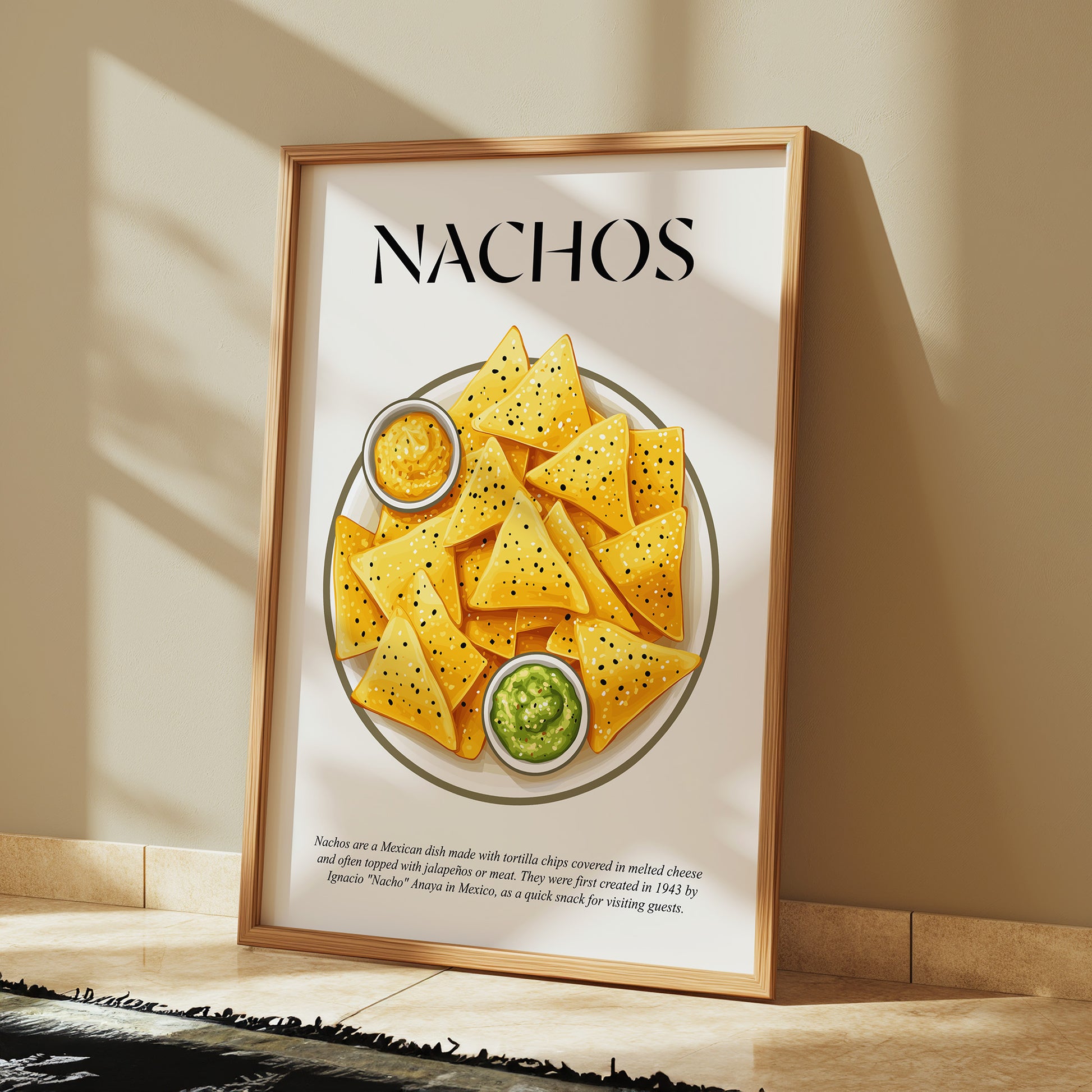 Nachos Poster (Food Lover) Cooking Art Print For Bar Decor Print And Chef Gifts