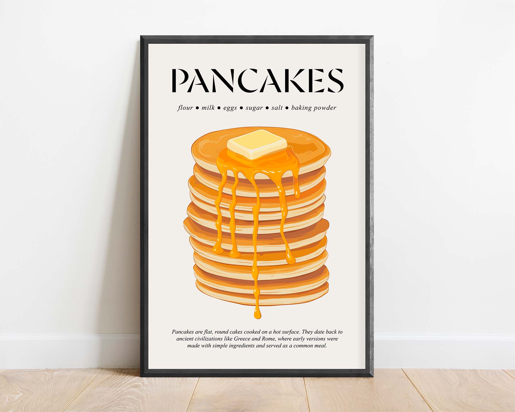 Pancakes Print (Food Poster Art) Poster For Kitchen For Bar Wall Decoration And Food Lover Gift