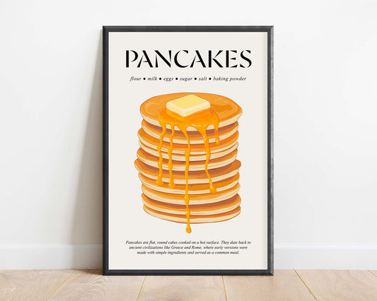 Pancakes Print (Food Poster Art) Poster For Kitchen For Bar Wall Decoration And Food Lover Gift