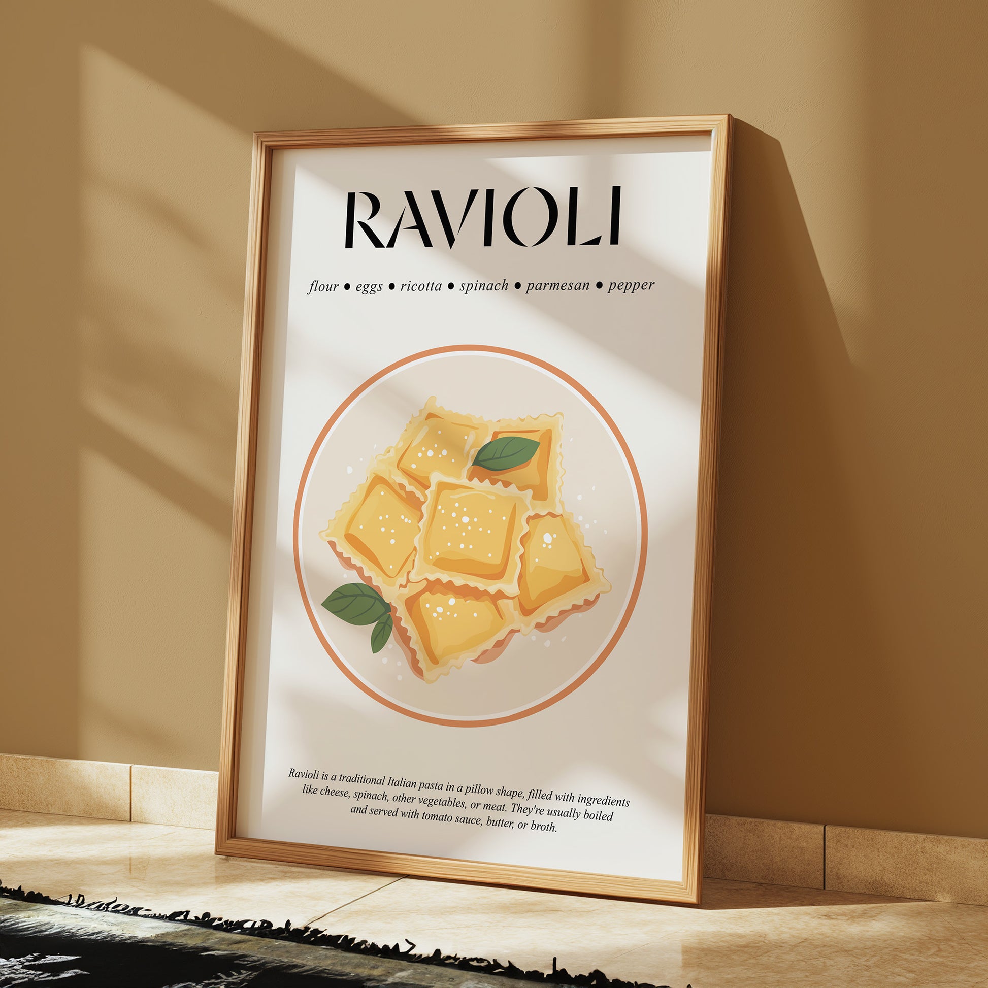 Ravioli Wall Art (Italian Food Art Prints) Cooking Wall Art For Bar Wall Decoration And Housewarming Gift