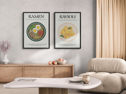 Ravioli Art Print (Italian Recipe) Kitchen Wall Decor For Bar Decor Print And Food Lover Gift