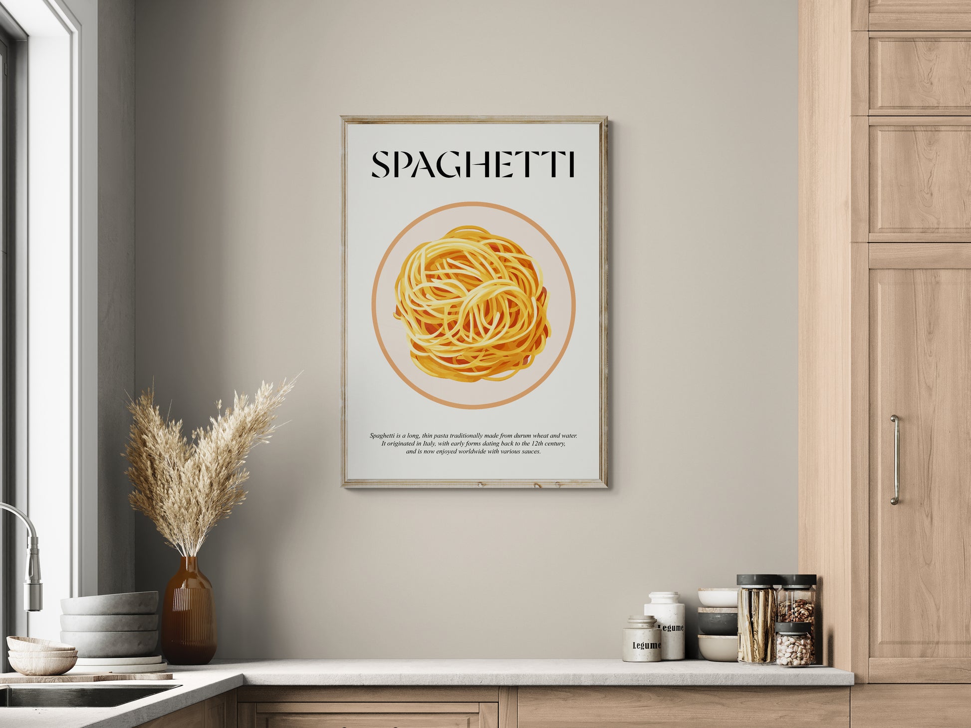 Pasta Wall Art (Italian Food Gift) Kitchen Art Print For Bar Prints Wall Art And Housewarming Gift First Home
