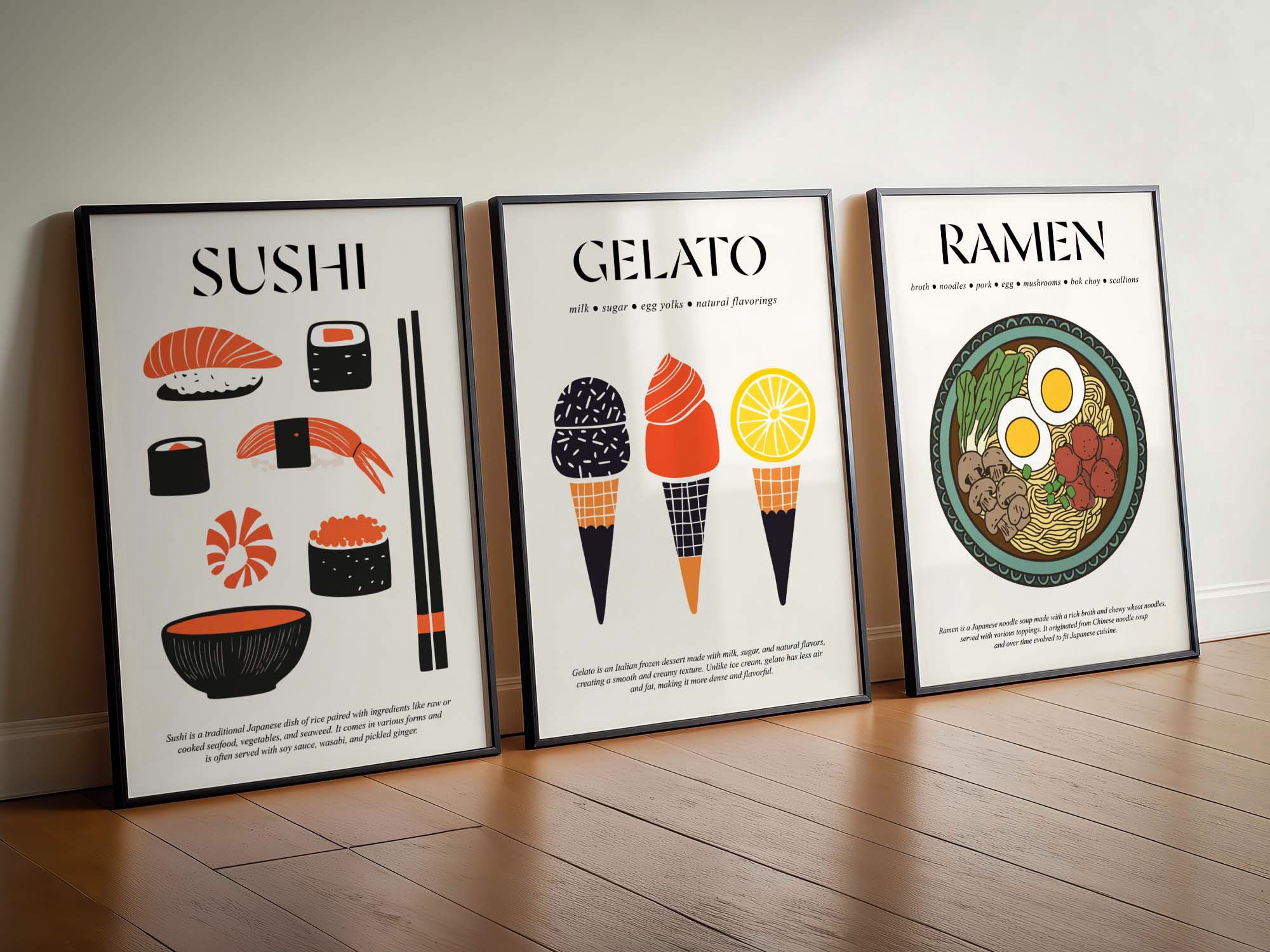 minimalistic retro food posters
